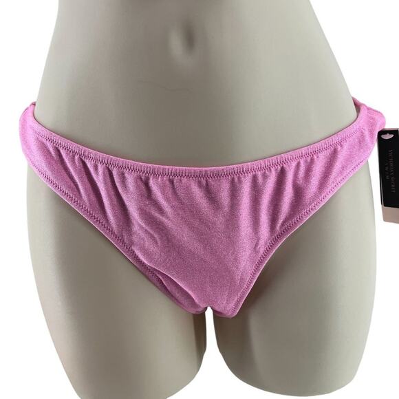 Victoria Secret Swim Bikini Bottom Small Cheeky Pink Shimmer Sparkle Shine Color - Picture 1 of 5